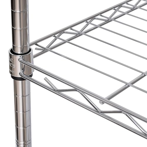 Seville Classics 5-Tier Wire Shelving with Wheels, 5-Tier, 30"" W x 14"" D (NEW MODEL), Chrome Plating, Plated Steel - color: Plated Steel, size: 5-Tier, 30" W x 14" D (NEW MODEL)