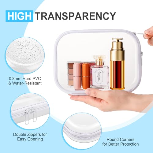 Sanwuta 6 Pcs Clear Hard Zipper Case Plastic Zipper Pouches Transparent Makeup Bag Pencil Case Pouches Toiletry Diaper Bag for Travel Toy Storage Organizer Bins(Assorted Color,7.87 x 5.9 x 2 Inch) - color: Assorted Color, size: 7.87 x 5.9 x 2 Inch