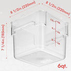 CURTA 8-Pack 6 Qt NSF Clear Polycarbonate Food Storage Containers with Red Lids - Square, Commercial-Grade, Freezer & Dishwasher Safe, Stackable - color: 6.0 Qt 8-Pack(Red Lids)