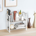 Office Desk Shelf Organizer, Wood Desktop Bookshelf Supplies Storage Rack, Shelf for Top of Desk and Dresser (Grey-2 Tier) - color: Grey