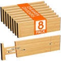 Lifewit 4" High 8 Pack Bamboo Drawer Dividers 31-40cm/12-16 Adjustable Wooden Drawer Organizer for Clothes/Utensils, Expandable Drawer Separator for Dresser/Kitchen/Bedroom/Office Organization - size: 4"H, 12-16"L