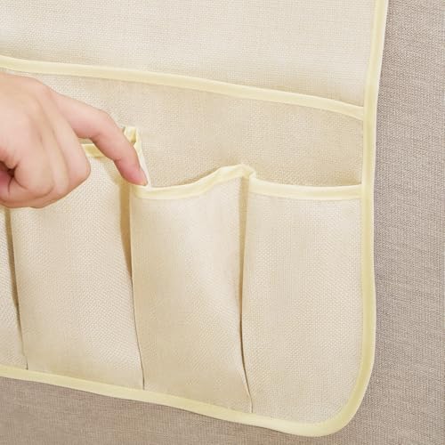 Sofa Armrest Organizer Non-Slip Arm Chair Hanging Caddy Remote Control Holder for Magazine,Tablet, Phone, Books, Glasses(Beige,13in) - color: Beige, size: 35"x13"