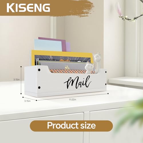 White Wooden Mail Organizer Countertop - Mail Organizer Wall Mounted, Office Mail Holder, Desktop Mail Basket for Counter, Letter Holder Box for Home Office Decor (White +Black Mail, 3.15") - color: White & Black