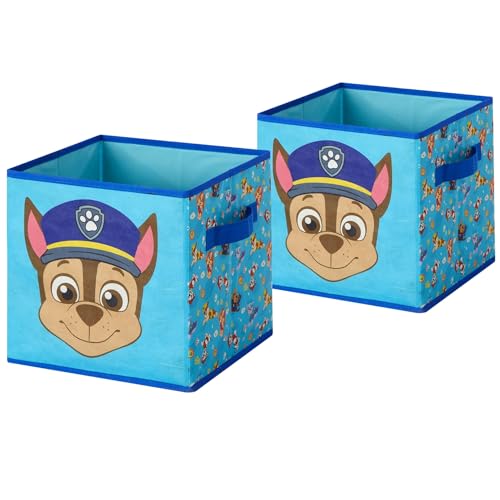 Nickelodeon Paw Patrol Kids Storage Cubes, 2 Pack Foldable Fabric Bins with Handles, Collapsible Organizer Boxes for Bedroom, Playroom & Nursery, Durable Kids Storage Solution - color: Paw Patrol