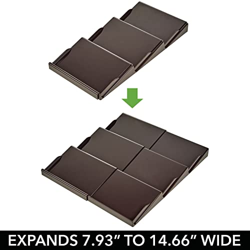 mDesign Expandable Plastic Deluxe Spice Rack, Drawer Organizer for Kitchen Cabinet Drawers, 3 Tier Slanted for Spice Jars, Food Seasoning Bottle Storage, Ligne Collection - Bronze - color: Bronze