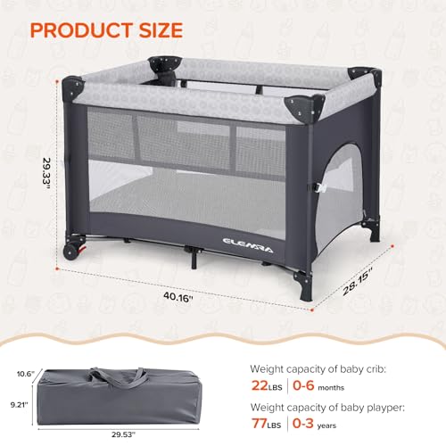 ELEMARA 3 in 1 Wide Baby Bassinet with Ajustable Side,2024 All Mesh Bedside Sleeper with Mattress,Sheet,Storage Pocket,Wheels and Trap,Playpen Travel Crib Bed with Bag - style: 3 in 1 Bassinet