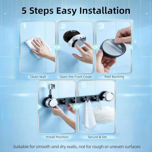 No Drill Adhesive Shower Caddy, Reusable Wall Mount Organizer with Adjustable Shower Head Holder, 20 LBS Max Load Rustproof Bathroom Storage Rack with 4 Hooks, Polished Chrome - color: Polished Chrome