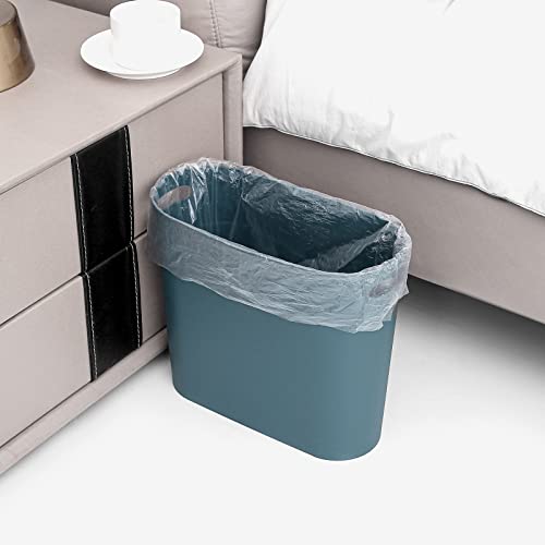 rejomiik Small Trash Can, 3.5 Gallon Slim Garbage Can Plastic Waste Basket with Handles Container Bin for Narrow Spaces Bathroom, Bedroom, Kitchen, Office at Home, Teal Blue - color: Teal Blue, size: 1 pack