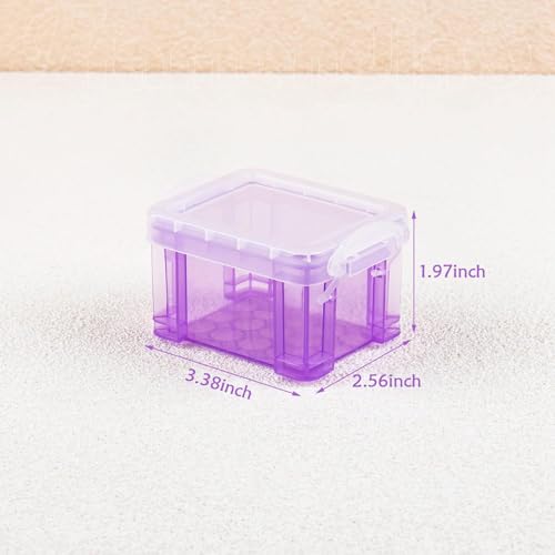 Framendino, 8 Pack Translucent Small Plastic Boxes Mini Desktop Storage Box 3.3" x 2.5" 2" Stackable Organizer Colorful Cosmetic Container with Lid for Jewelry Beads Crafts Accessories