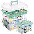 2 Pack Clear Medicine Organizer Box with Handle Thickened Plastic Medicine Cabinet with Tray First Aid Box Empty Multipurpose Medical Container Medication Caddy for Home Travel Dorm