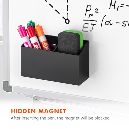 BEYGORM Magnetic Dry Erase Marker Holder for Whiteboard,Non-slip Acrylic Magnet Pen Holder for Fridge Refrigerator,Locker Organizer for Work,Locker Accessories,Pencil Cup for Desk(Black) - color: Black