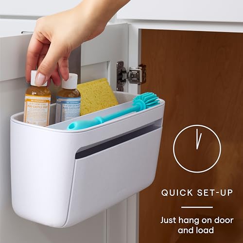 YouCopia DoorStash™ Dishwasher Pod Holder with Lid, Hanging Storage Container for Detergent, Speckled White - size: Pod Holder