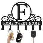 Metal Letter F Key Holder for Wall, Decorative Metal Key Holder Wall Mount, Key Hooks Coat Rack Monogram Wall Decor, Perfect for Bathroom, Living Room, Kitchen, Anniversary Housewarming Gift - style: F