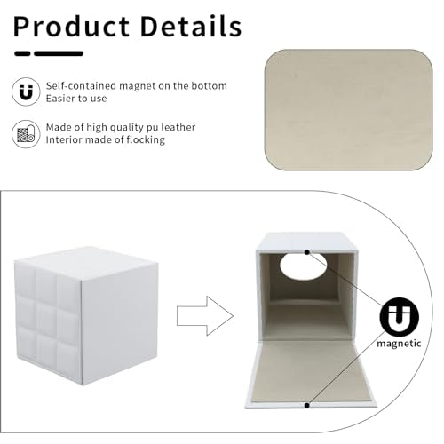 Tissue Box Cover Square Tissue Box Holder PU Leather Facial Organizer with Magnetic Bottom,Decorative Napkin Caddy for Vanity Dresser Night Stand Table Countertop Home Office Car,White - color: Square Tissue Box-white Grid