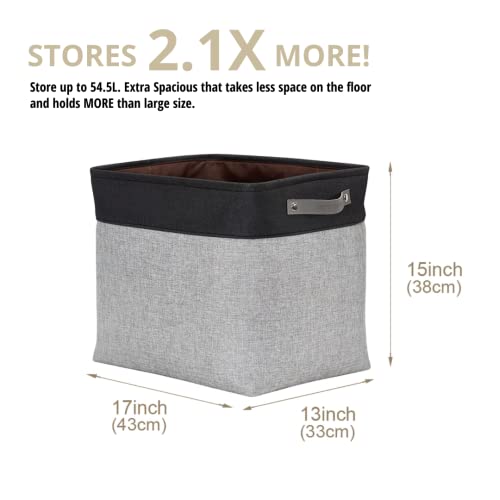 DECOMOMO Extra Large Storage Baskets, 54.5L Fabric Storage Bins for Organizing Linen Closet, Nursery (Grey & Black, XXXL - 3 pack) - color: Grey and Black, size: Jumbo/3P
