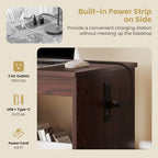 Giantex Folding Sewing Table with Storage, 3 Side Trays & Open Shelf, Built-in Charging Station, Mobile Craft Desk with Lockable Wheels, Space-Saving Sewing Machine Table for Home, Dorms, Espresso - color: Espresso