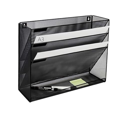 4 Tier Wall File Organizer, A3 Office Hanging Magazine Holder, Desktop Vertical Mail Paper Folder Holder Rack, Home Office Organization and Storage, Black (A3,4 Tier,Black) - color: A3,4 Tier,black