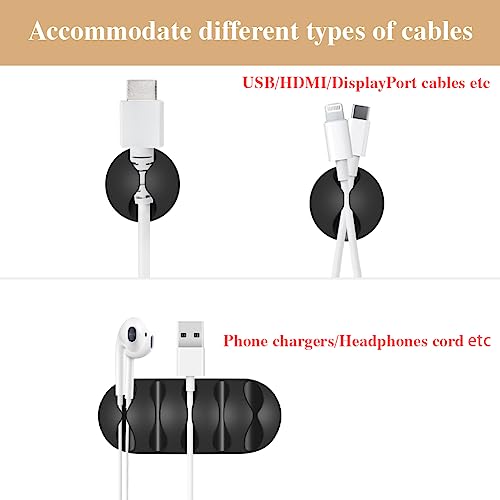 Shintop Cable Clips, 16 Pack Black Cord Organizer Adhesive Cord Management Wire Holder for Organizing Phones Chargers Desk Nightstand Car - color: Black, size: Multi-size