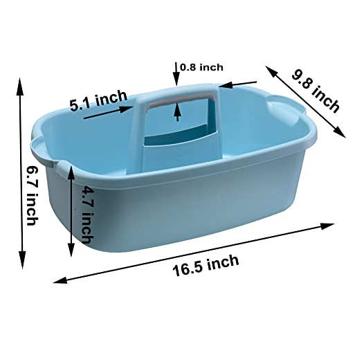 Cleaning Supplies Organizer, Large Cleaning Supply Caddy with Handle, Portable Cleaning Tool Storage Tote for Dorm, Bath, Pantry (Blue) - color: Blue