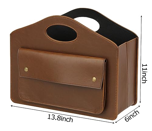 HofferRuffer Magazine Basket Holder, Foldable Magazine Rack, Document File Holder Organizer, File Folder, Newspaper Storage Bin Organizer for Home or Office (Brown) - color: Brown
