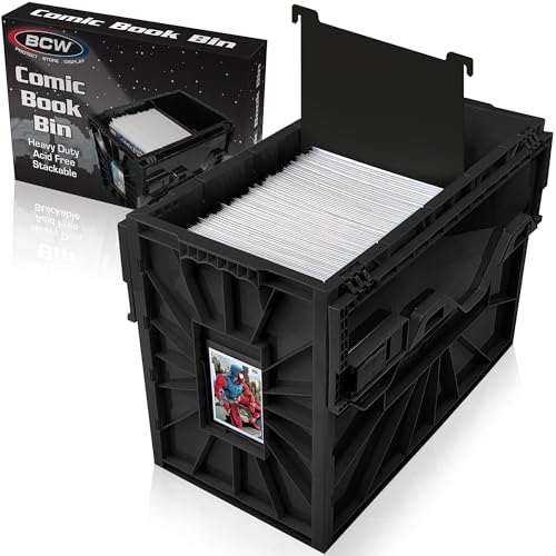 BCW Comic Bin, Black - Holds 150 Comics, Acid Free Storage and Organizer, Heavy Duty Plastic, Stackable, Includes Partition - style: Single