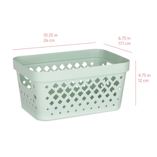 Glad Plastic Baskets for Organizing, Set of 6 | Pantry Storage for Under Counter, Linen Closet, and Bathroom | Nesting Shelf Bins with Handles, 1 Gallon, Sage - color: Sage, size: 1 Gallon