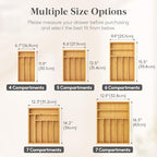 Lifewit Silverware Drawer Organizer, Utensil Tray for Kitchen, Flatware and Cutlery Holder, Storage for Spoons Forks Knives, 6.7 x 12", Natural - size: 6.7"W x 12"D