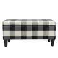 HomePop Large Upholstered Rectangular Storage Ottoman Bench with Hinged Lid, Black Buffalo Plaid - color: Black Plaid
