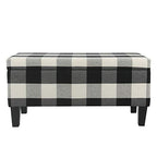 HomePop Large Upholstered Rectangular Storage Ottoman Bench with Hinged Lid, Black Buffalo Plaid - color: Black Plaid