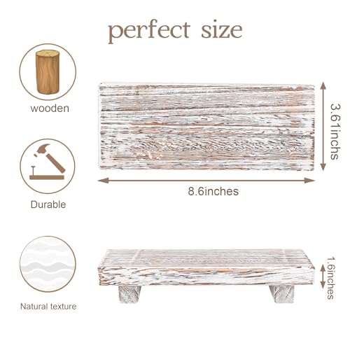 zoocatia Small Wood Tray Pedestal Stand Farmhouse Bathroom Decor Decorative Wooden Riser Kitchen Soap Dish Holder for Vanity, Counter, Sink, Retro White - color: Retro White, size: 8.7" x 3.6" x 1.6"