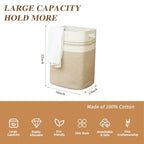 Casaphoria Laundry Hamper, Light Brown Cotton, 16x13x22in, Foldable, Square, Large, Box, 50L, Living Room, Bedroom, Laundry Room Storage - color: Light Brown