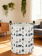 ESSME Kids Laundry Basket,Bear Hamper Collapsible Canvas Waterproof Storage Bin forBoys, Woodland Hamper,Gift Baskets(Bear) - color: Bear