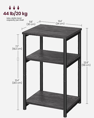 VASAGLE Side Table, Small End Table, Tall Nightstand for Living Room, Bedroom, Office, Bathroom, Misty Gray and Classic Black ULET273B68 - color: Misty Gray + Classic Black