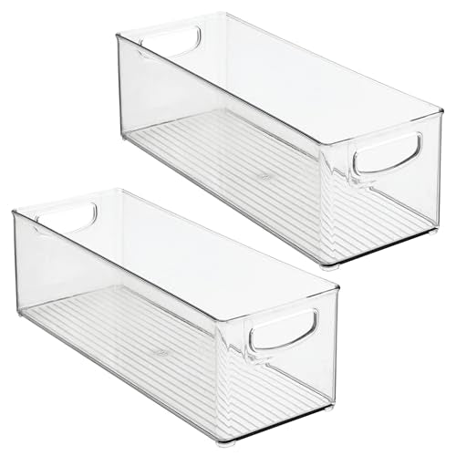iDesign Plastic Stackable Pantry Bin for Kitchen Cabinets or Fridge, Set of 2, Clear, Made in USA - style: Pack of 2