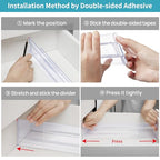 Vtopmart Drawer Dividers Organizers 8 Pack, Adjustable 3.2" High Expandable from 12.2-21.4" Kitchen Drawer Organizer, Clear Plastic Drawers Separators for Clothing, Installed by Double-sided Tape