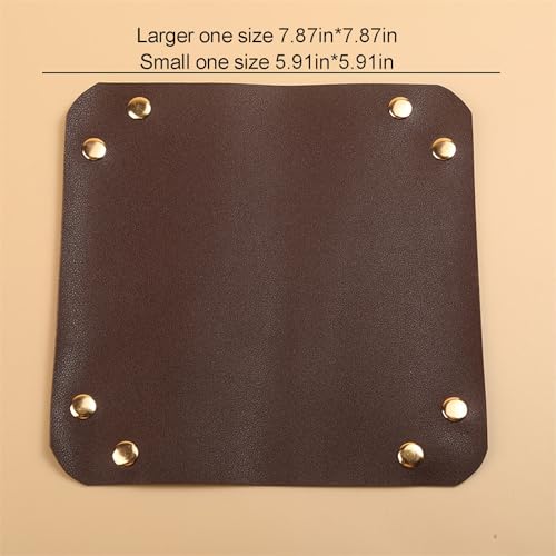 2 Size PU Leather Valet Trays,Square Desk Organizer Catchall Tray Set,Folding Travel Organizer,Jewelry Key Cosmetic Storage Tray for Entryway Dresser Desktop(Yellow) - color: Yellow