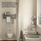 VOLPONE Shower Caddy Corner Suction Cup Shower Shelf Corner No Drilling Bathroom Shower Organizer Storage Rack Adhesive (1-Pack, gray) - style: Suction Cup Triangle with Towel bar 1 Tier Gray
