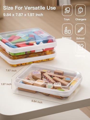 CoiiJoii Zippered Pouch Hard, Clear Zippered Hard Pouch, Stackable Storage Bins, Portable Clear Bin Zipper (White, Large-6pcs) - size: L-6PCS