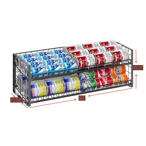 Sbanmao Extra-Long 2-Tier Stackable Can Organizer for Pantry, Sturdy Can Holder for Canned Soup Food Goods Storage up to 64 Cans, Black - style: Long(30'' W)-1 Pack
