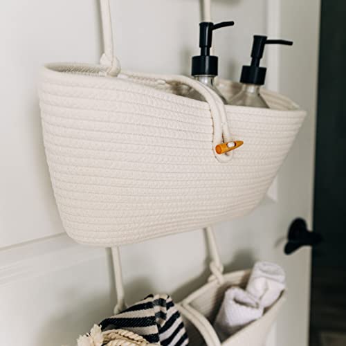 OrganiHaus White 3-Tier Wall Hanging Baskets for Organizing, Hanging Storage Basket, Over the Door Basket Organizer, Wall Mounted Basket for Nursery Organization, Hanging Baskets for Nursery Decor - color: Full Off-white