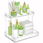 NPPLUS Bathroom Countertop Organizer, 2-Tier Clear Acrylic Counter Storage Shelf for Bathroom Counter Organizer, Clear Makeup Storage Vanity Trays for Cabinet, Kitchen Spice Rack - style: Bathroom Countertop Organizer