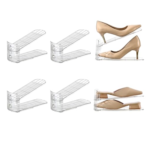 Shoe Stacker Shoe Rack Organizer for Closet Space Saver Storage Shoe Holder Organization (Transparent, 6 pack) - color: Transparent, size: 6Pack