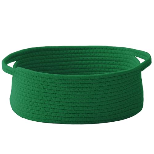 JMvicyroam Woven Basket,Small Rope Storage Bin with Handles & Ribbon Bag, Organizer for Shelves Closets,Gift Basket Empty for Birthday,Books,Dog Toys, Green - color: Green, size: 1 Pack