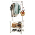 GarveeHome Metal Laundry Cart with Hanging Rack & Storage Shelves | 3 in-1 Rolling Hamper with Wheels for Clothes, Towels and Toys | Space Saving Organizer for Small Apartment/Bathroom