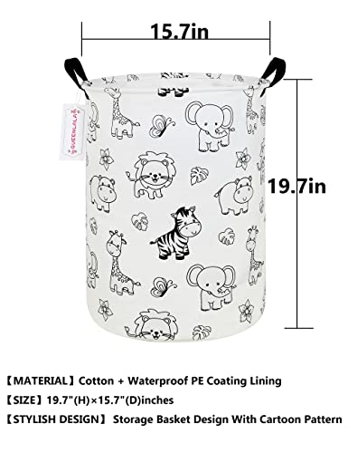 QUEENLALA Large Storage Basket,Laundry Hamper/Bathroom/Home Decor/Collapsible Round Storage Bin,Boys and Girls Hamper/Boxes/Clothing(Round-Zoo) - color: Round-Zoo