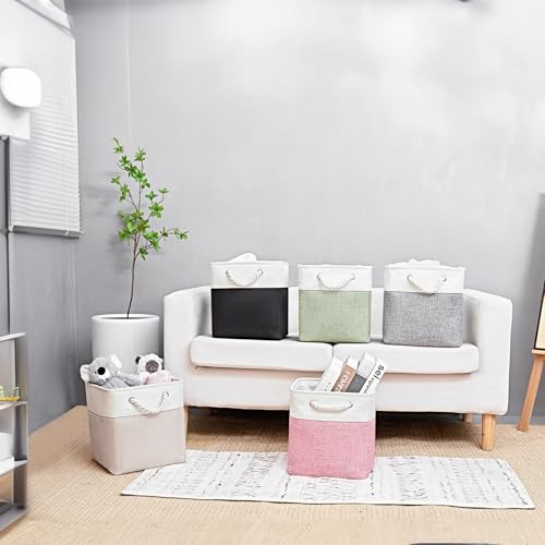 Cube Storage Bins, Collapsible Fabric Storage Cubes Bins, 11 Inch Cube Storage Bins with Handles, Foldable Storage Cubes (Pink, 10.5 * 10.5 * 11inch) - color: Pink