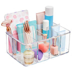 STORi 5-Compartment Clear Plastic Organizer | Rectangular Divided Makeup and Vanity Storage Bin and Office Desk Caddy | Scalloped Wall Design | Made in USA