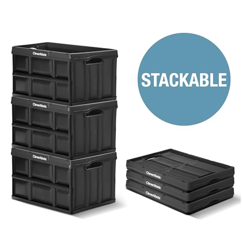 CleverMade Collapsible Storage Bins - Royal Blue 3 Pack 46L - Stackable Containers Heavy Duty Capacity Folding Crates - Space-Saving for Home
