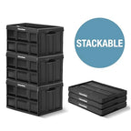 CleverMade Collapsible Storage Bins - Royal Blue 3 Pack 46L - Stackable Containers Heavy Duty Capacity Folding Crates - Space-Saving for Home