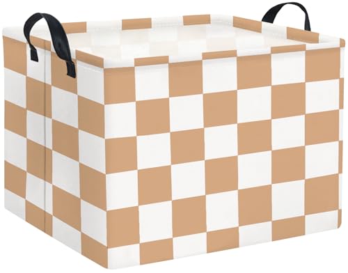 HIYAGON Rectangular Baby Girl Basket Fabric Storage Basket Storage Bin Organizer Box Room Decor(Brown Checkered) - color: Brown Checkered